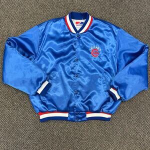 80s Chicago Cubs Satin Varsity Bomber Jacket Size XL
